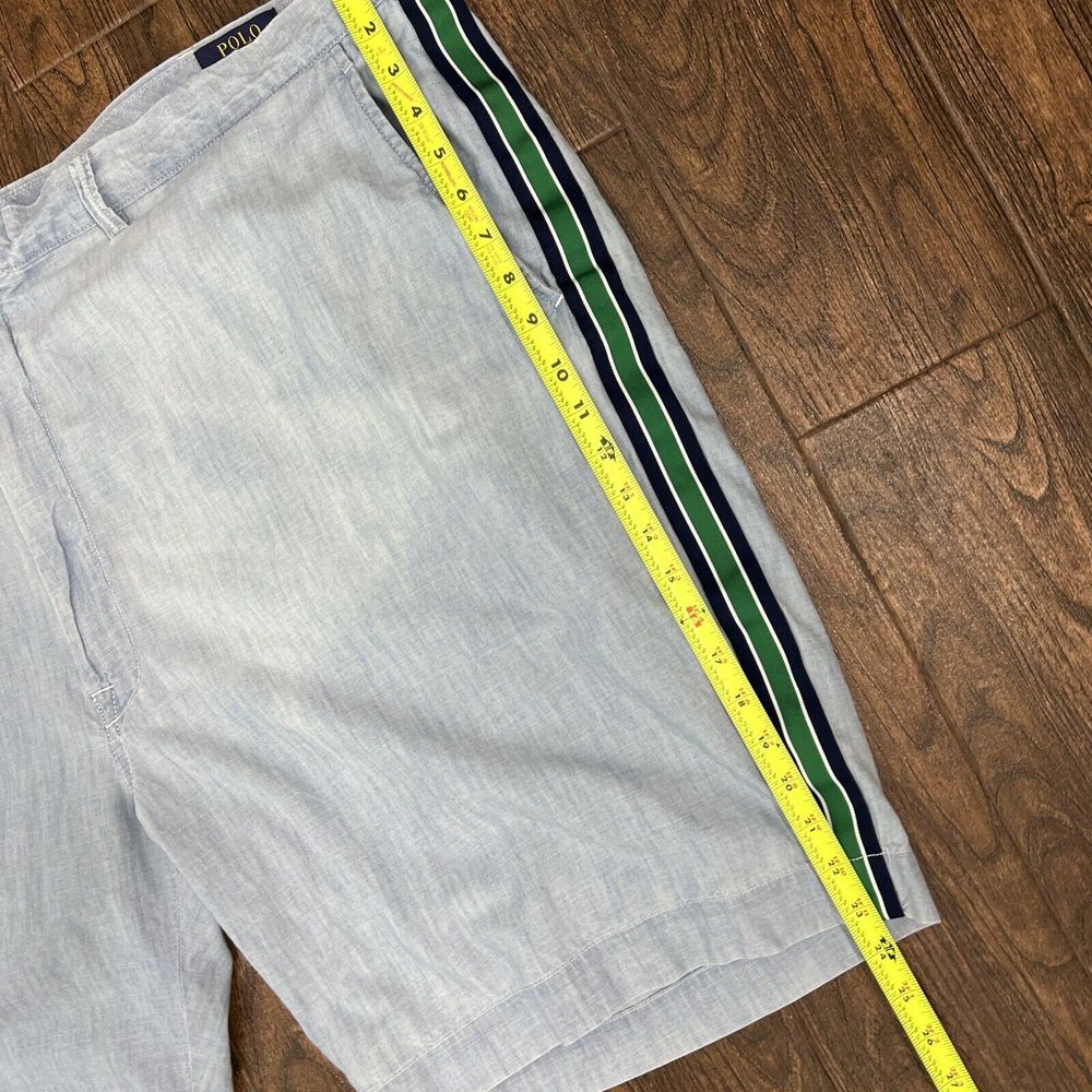 MENS POLO RALPH LAUREN BLUE‎ CHAMBRAY RIBBON TUXEDO STRIPE CHINO WALK SHORTS 50 - Picture 14 of 16